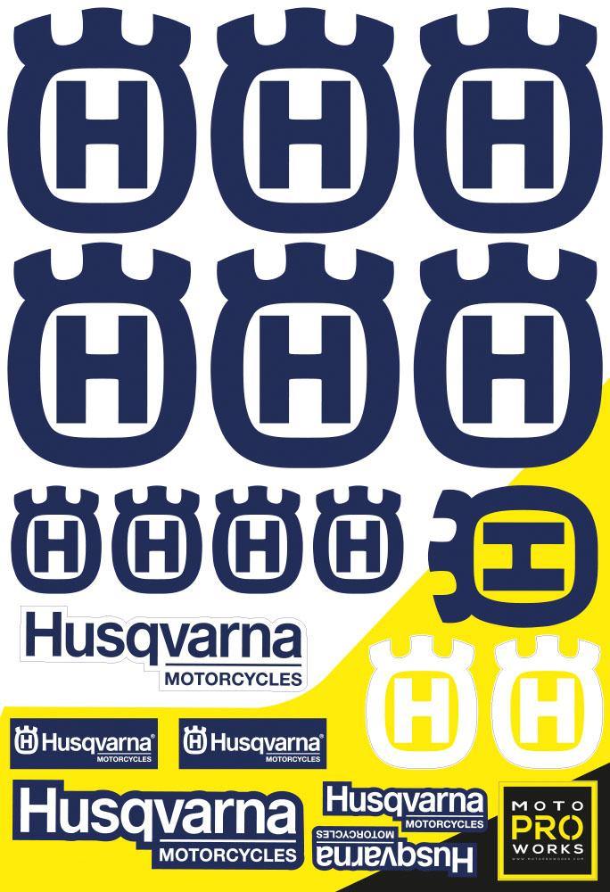 Husqvarna Sticker Sheets - &quot;Large logo&quot; (blue) - MotoProWorks | Decals and Bike Graphic kit