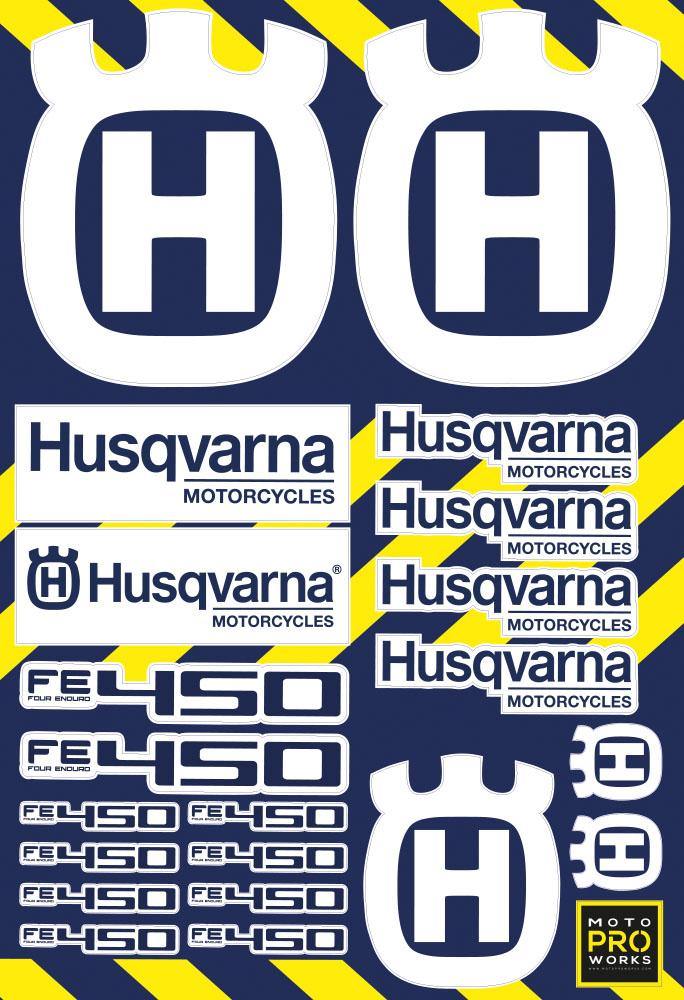 Husqvarna Sticker Sheets - "CC/Logo" (white) - MotoProWorks | Decals and Bike Graphic kit