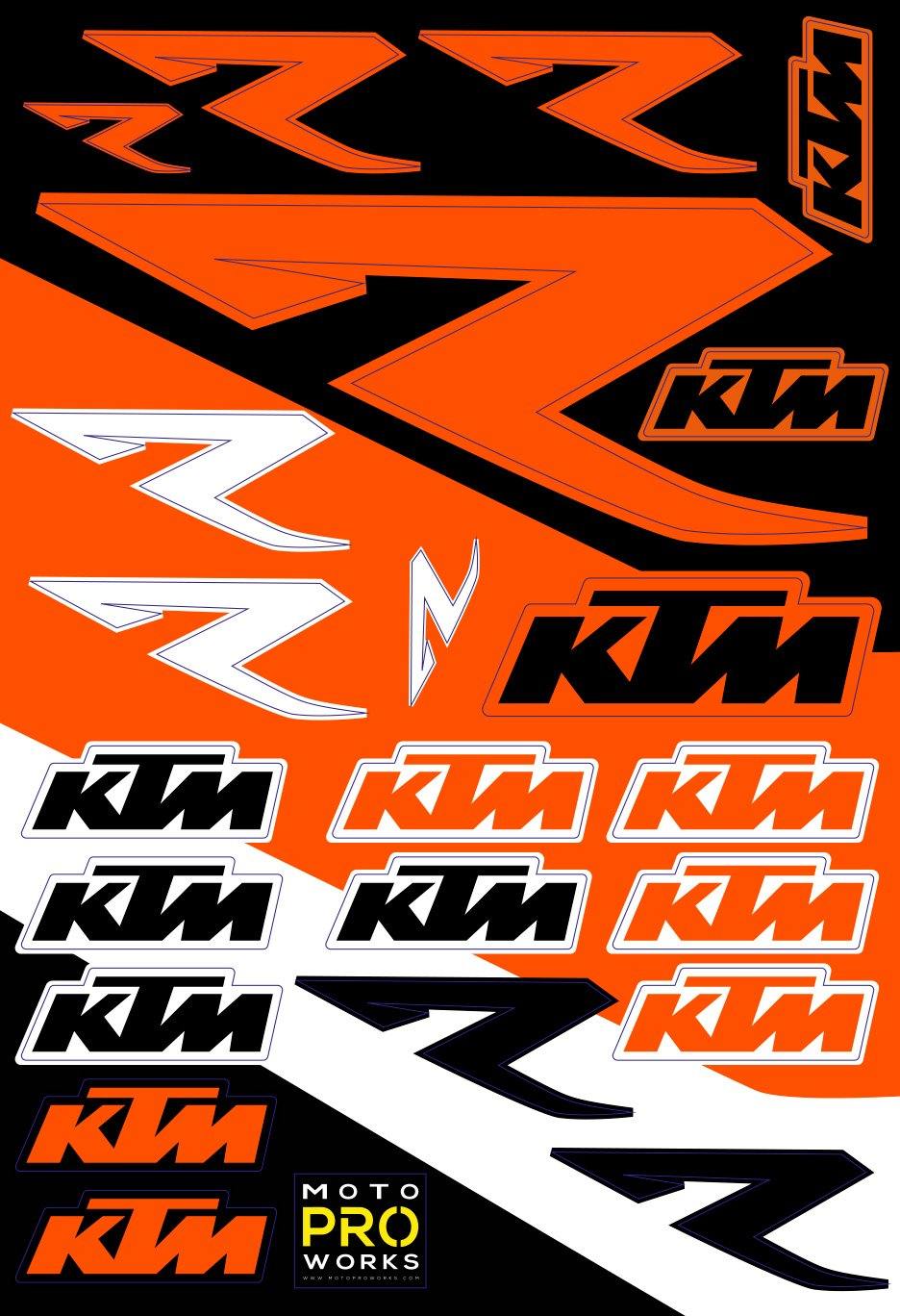 KTM Sticker Sheets - &quot;R&quot; - MotoProWorks | Decals and Bike Graphic kit