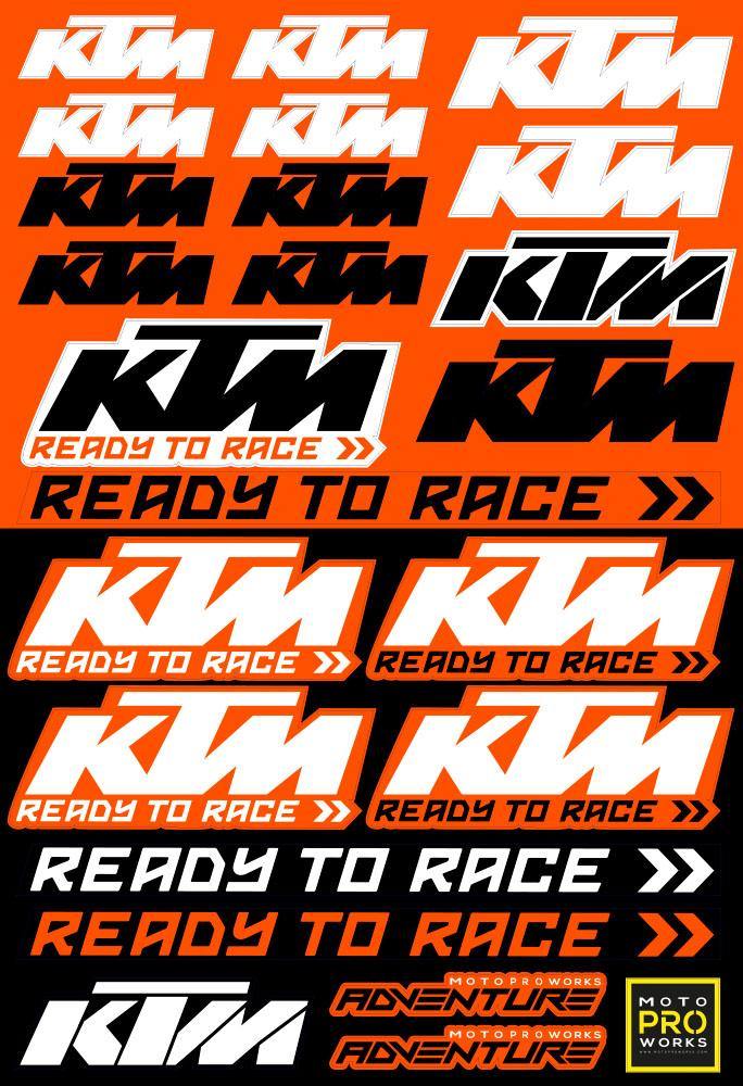 KTM Sticker Sheets - "Race" - MotoProWorks | Decals and Bike Graphic kit
