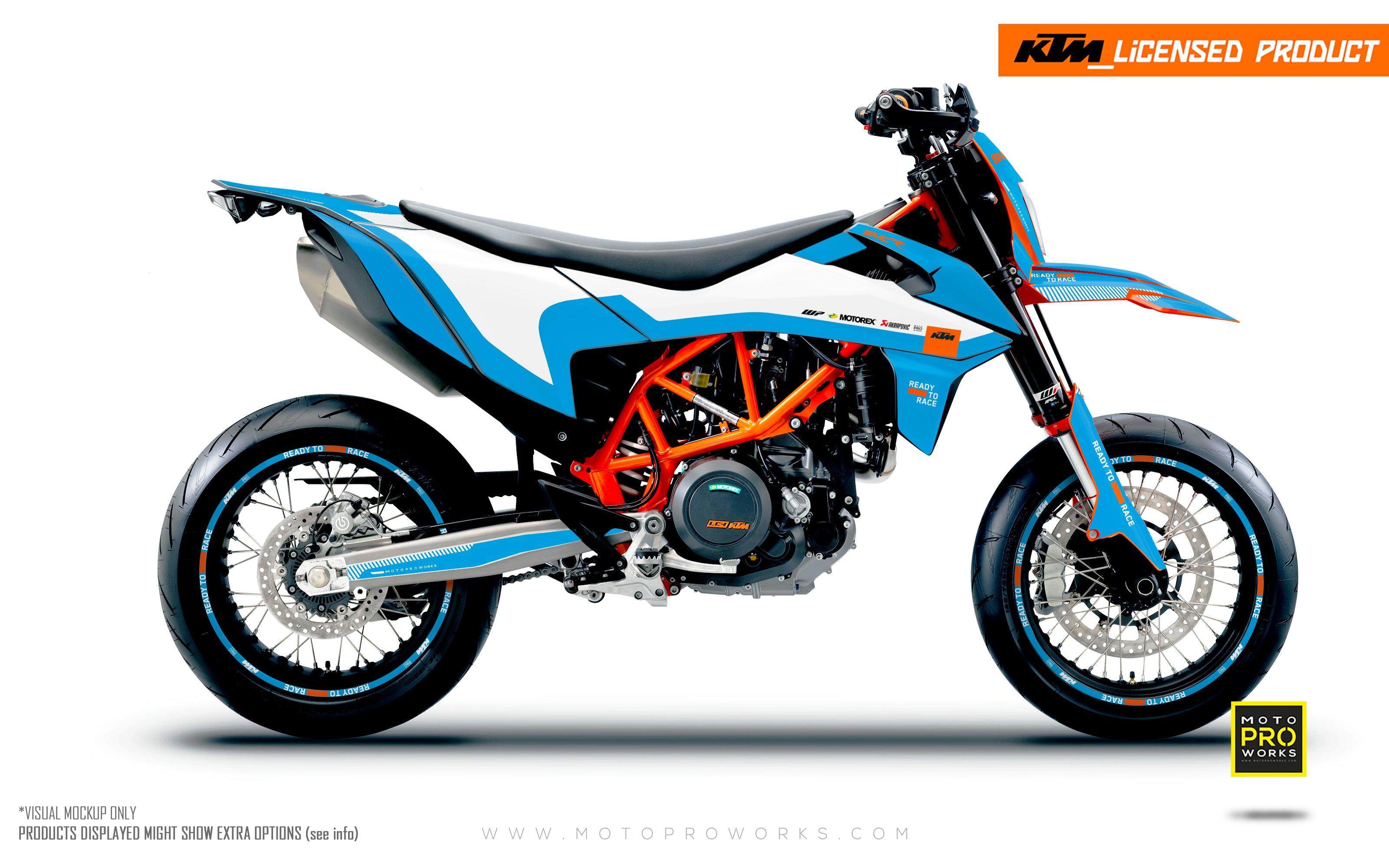 KTM GRAPHICS - 690 SMC-R "Sprint" (White/LightBlue) - MotoProWorks