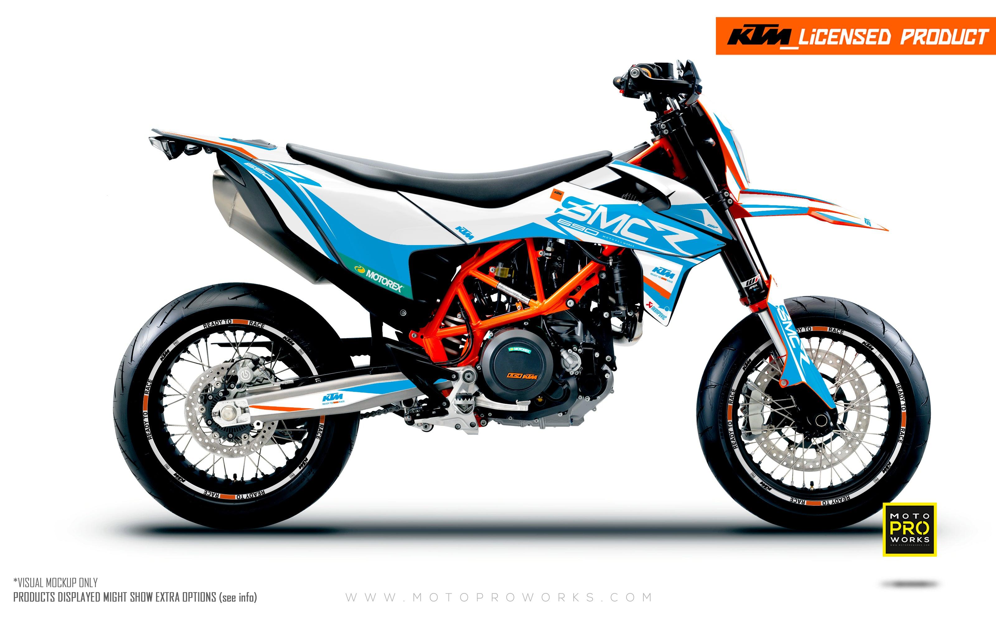 KTM GRAPHICS - 690 SMC-R "Racer" (White/Light Blue)