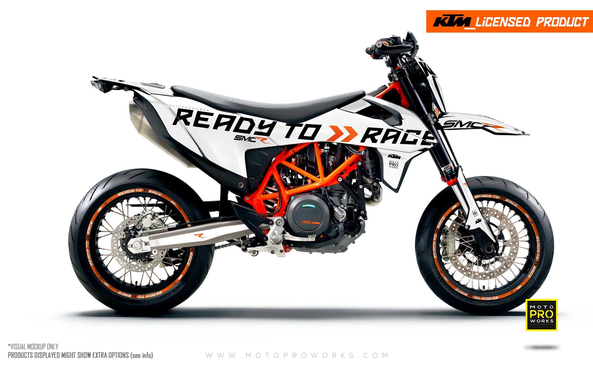 KTM GRAPHIC KIT - 690 SMC-R "Ready2Race" (White) - MotoProWorks | Decals and Bike Graphic kit