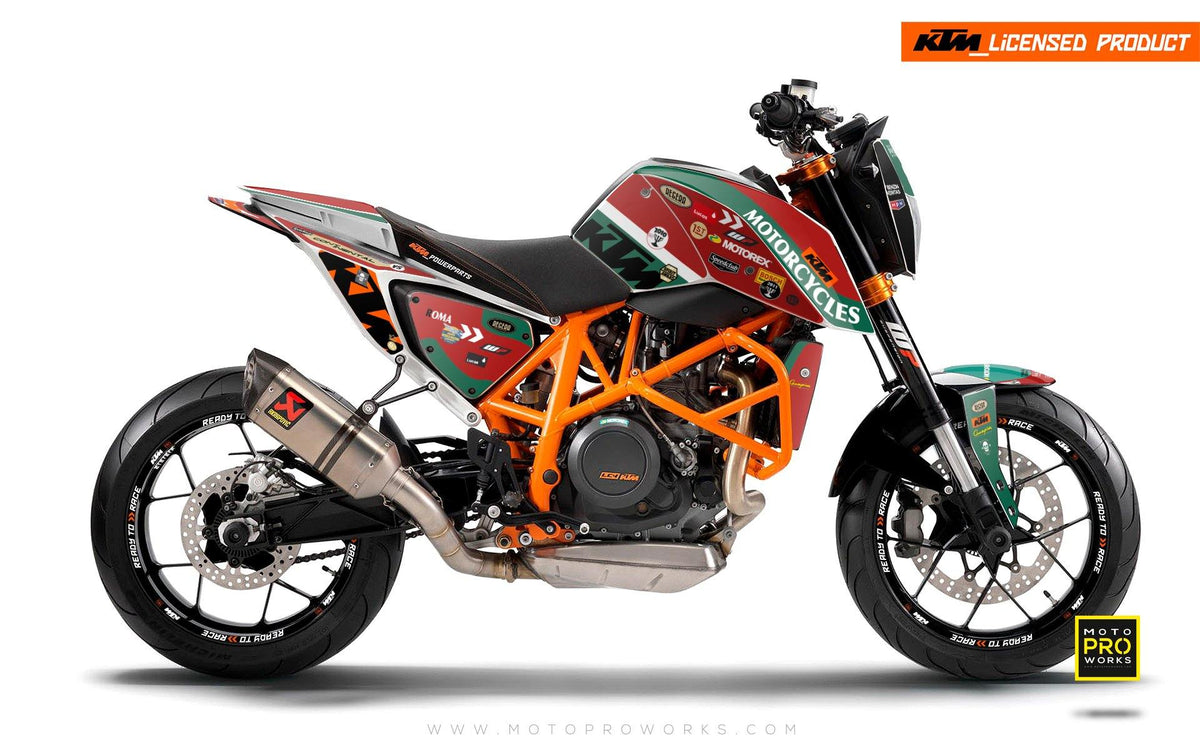 KTM 690 Duke GRAPHIC KIT - &quot;Regera&quot; (Red/Green) - MotoProWorks | Decals and Bike Graphic kit