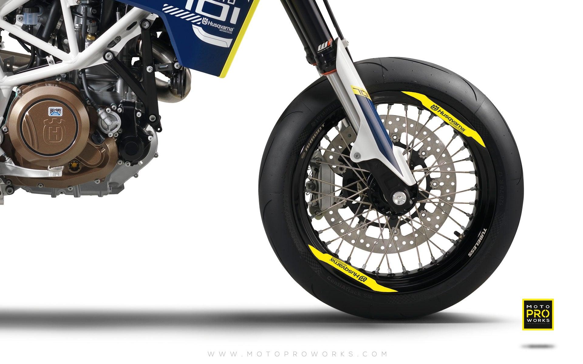 Rim Decal - "Husqvarna" (yellow) - MotoProWorks | Decals and Bike Graphic kit