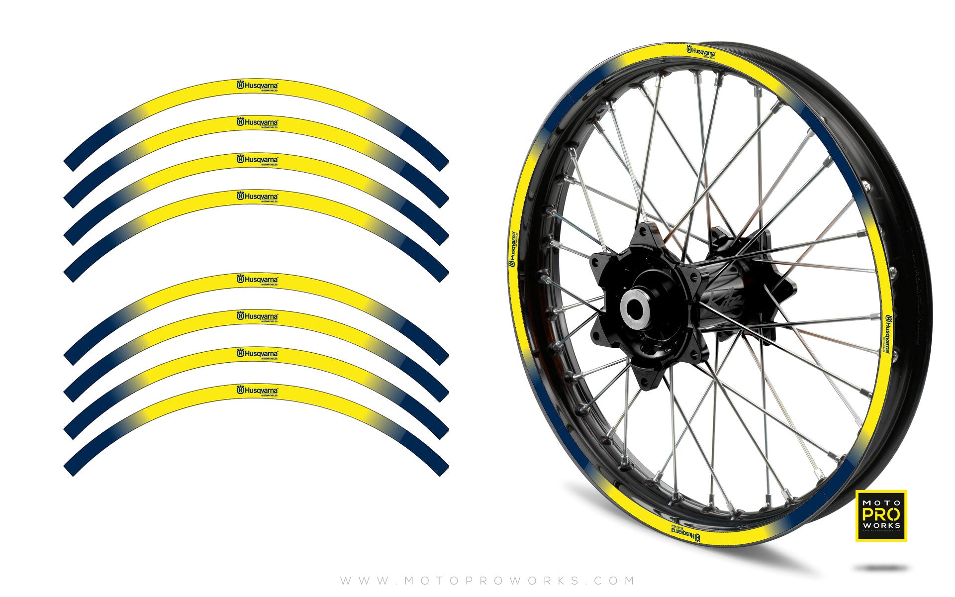 Rim Stripes - "GRADIENT" Husqvarna (yellow) - MotoProWorks | Decals and Bike Graphic kit
