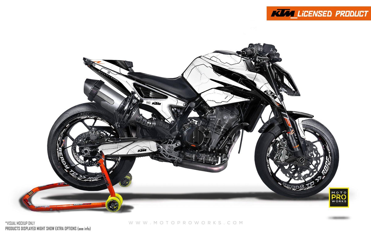 KTM 790/890 R Duke GRAPHIC KIT - &quot;Robotec&quot; (White) - MotoProWorks | Decals and Bike Graphic kit