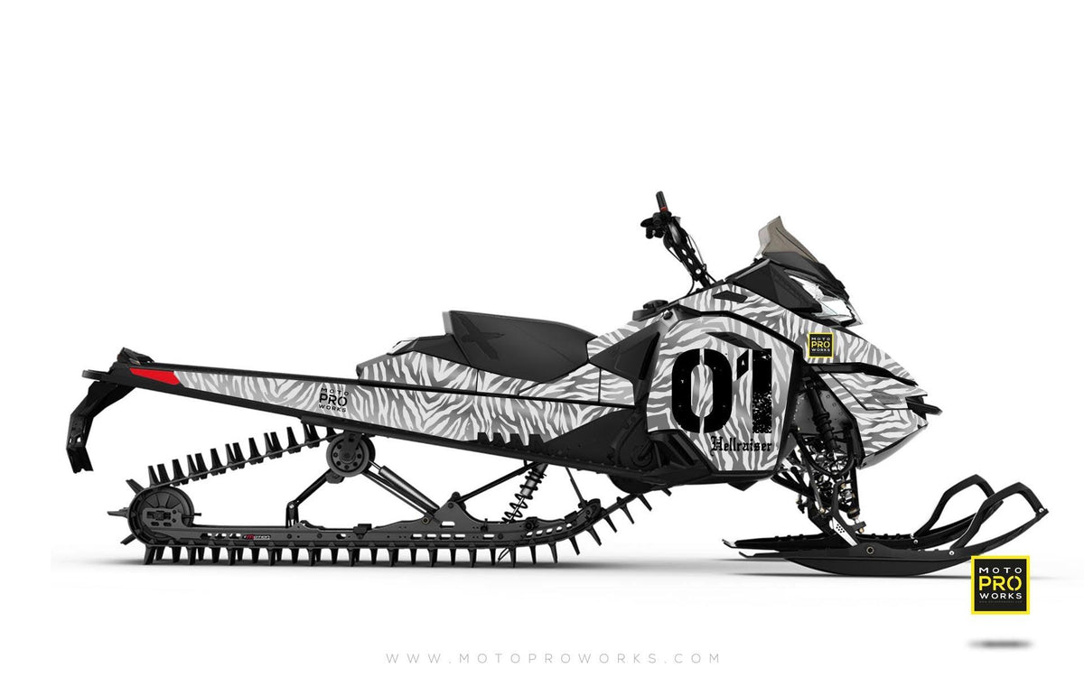 Ski-Doo Graphics - &quot;Stripey&quot; (solid white) - MotoProWorks | Decals and Bike Graphic kit