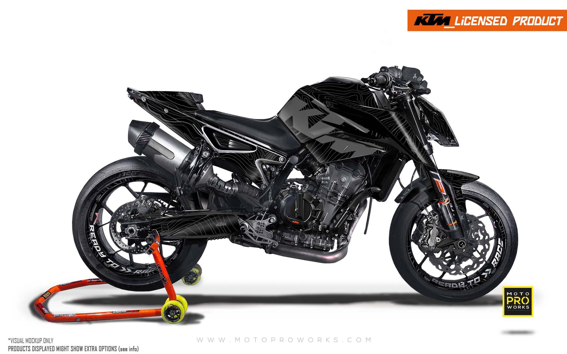 KTM 790/890 Duke GRAPHICS - "Topography" (Black) - MotoProWorks