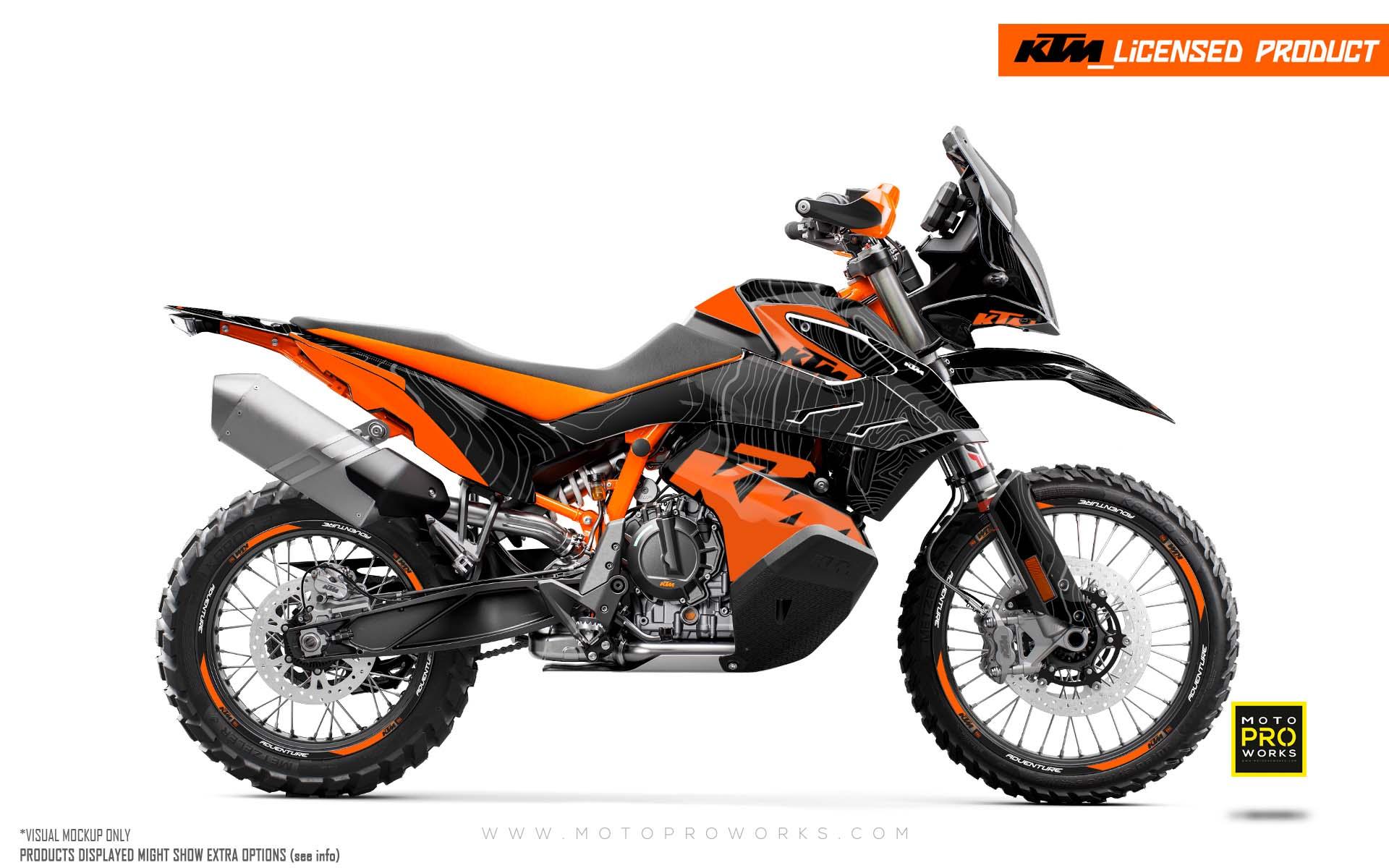 KTM 790/890 Adventure R/S GRAPHICS - "Topography" (Black/Orange) - MotoProWorks