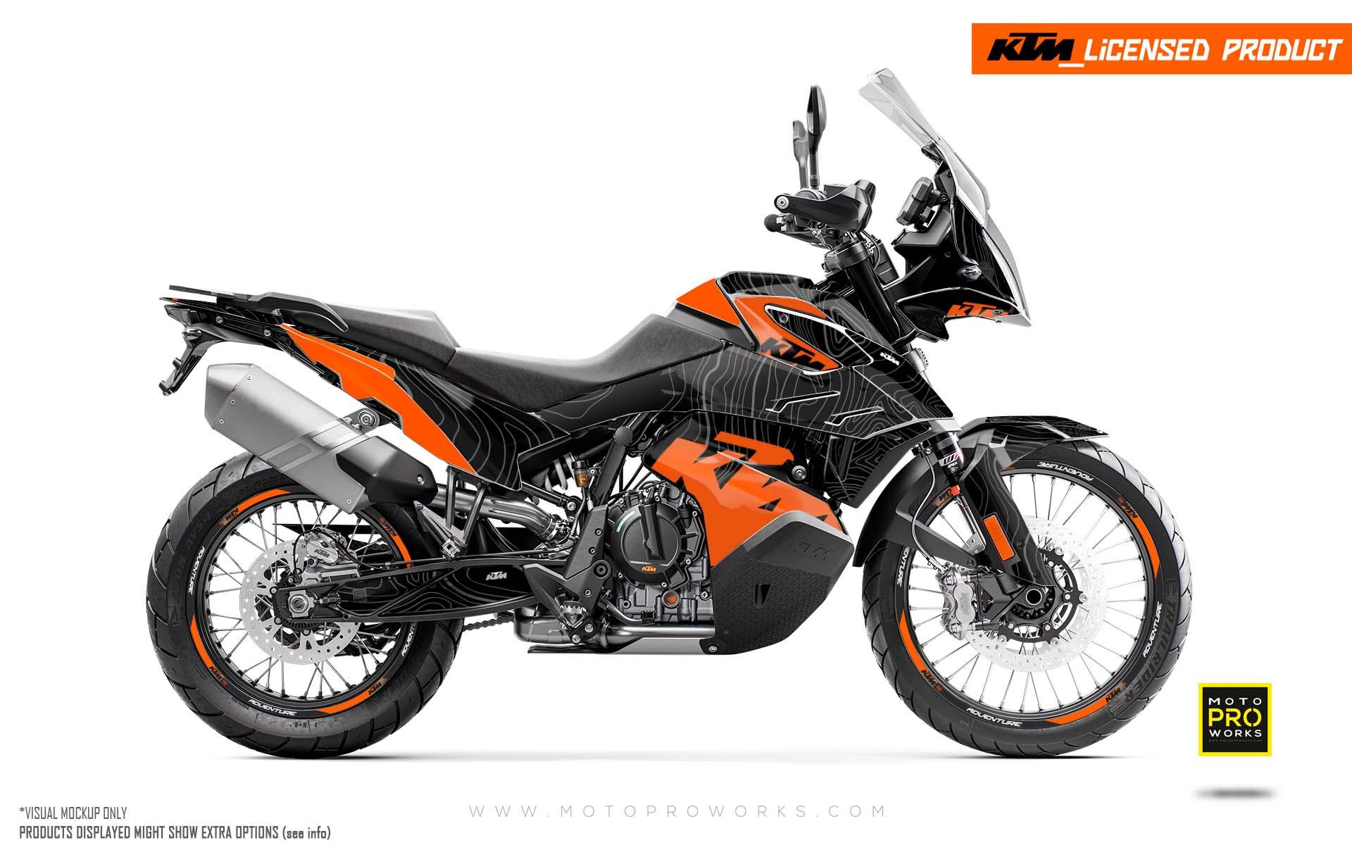 KTM 790/890 Adventure R/S GRAPHICS - "Topography" (Black/Orange) - MotoProWorks