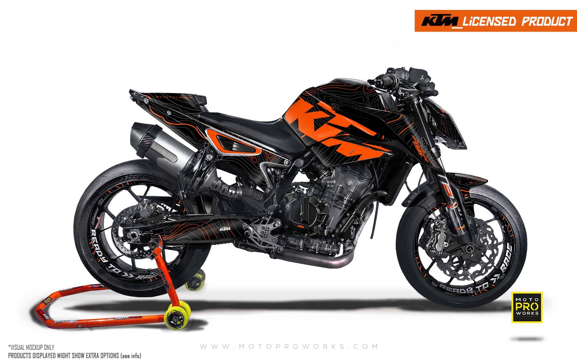 KTM 790/890 Duke GRAPHICS - "Topography" (Black/Orange) - MotoProWorks