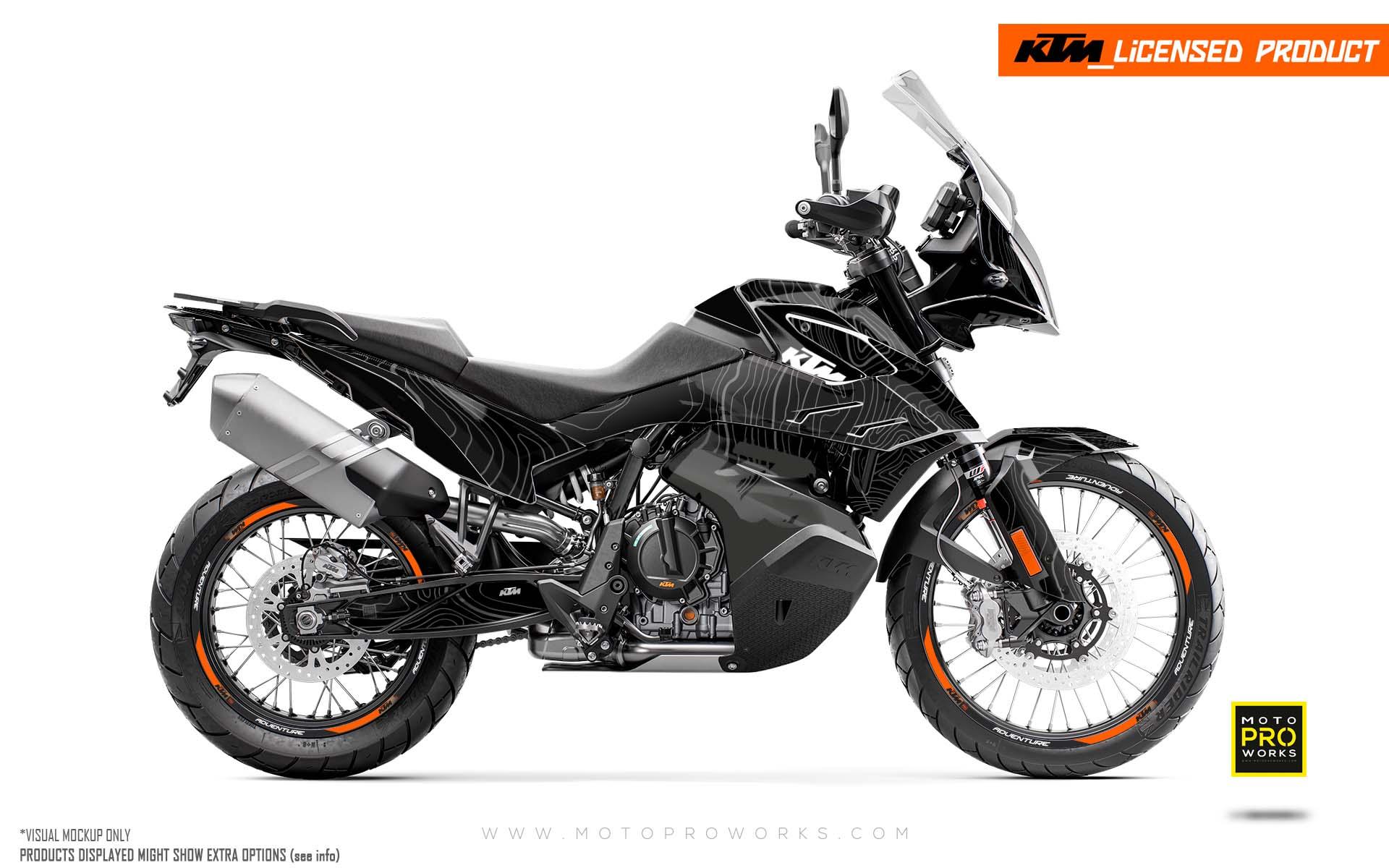 KTM 790/890 Adventure R/S GRAPHICS - "Topography" (Grey/White) - MotoProWorks