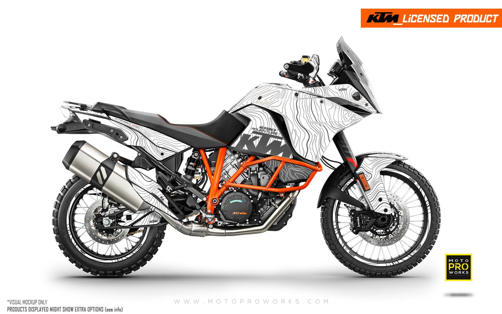 KTM 1050/1090/1190 Adventure GRAPHICS - "TOPOGRAPHY" (White) - MotoProWorks