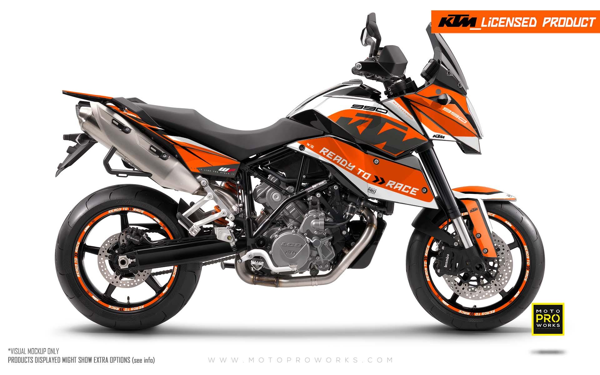 KTM 990 SMT GRAPHICS - "Torque" (White/Orange) - MotoProWorks