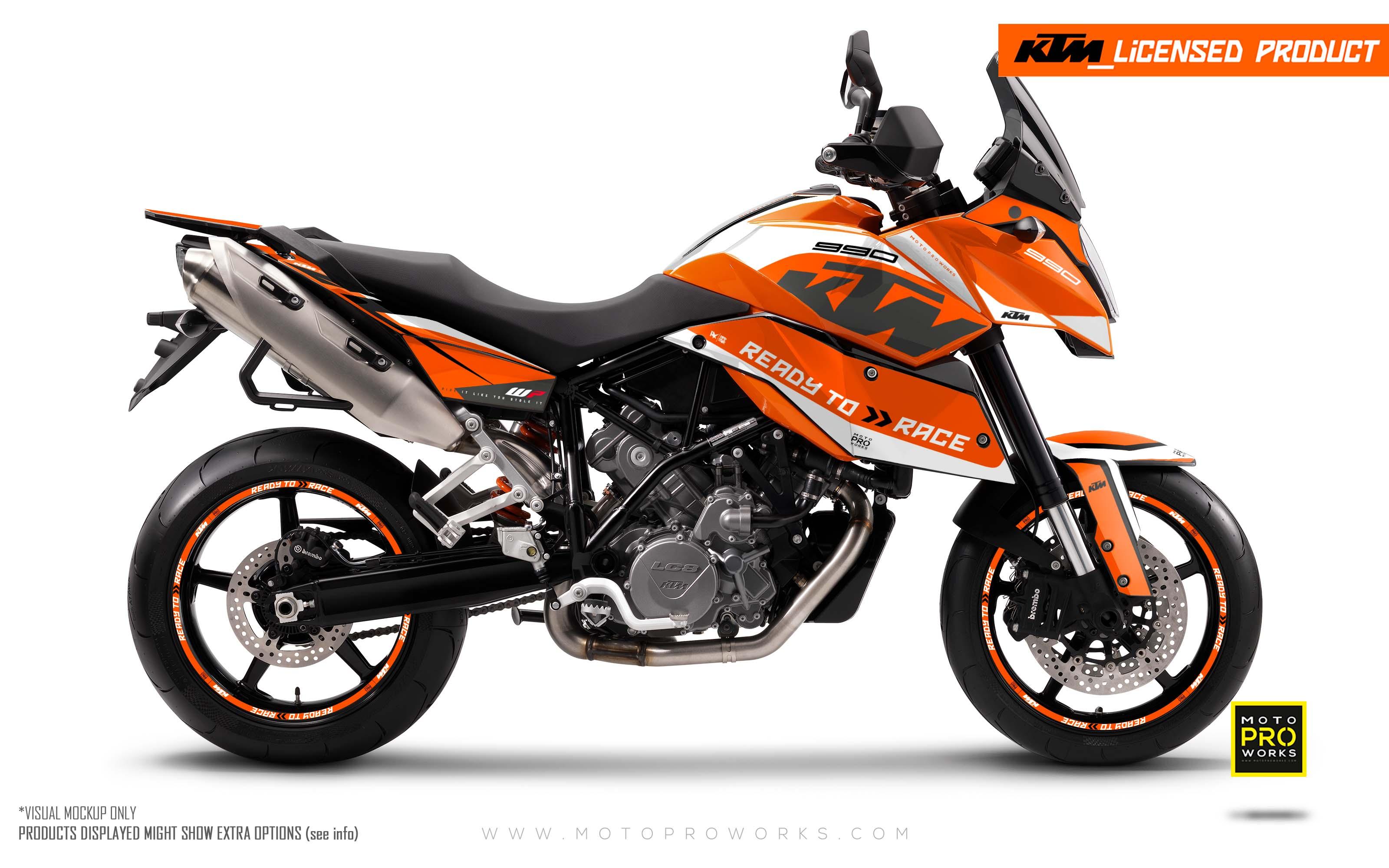 KTM 990 SMT GRAPHICS - "Torque" (White/Orange) - MotoProWorks