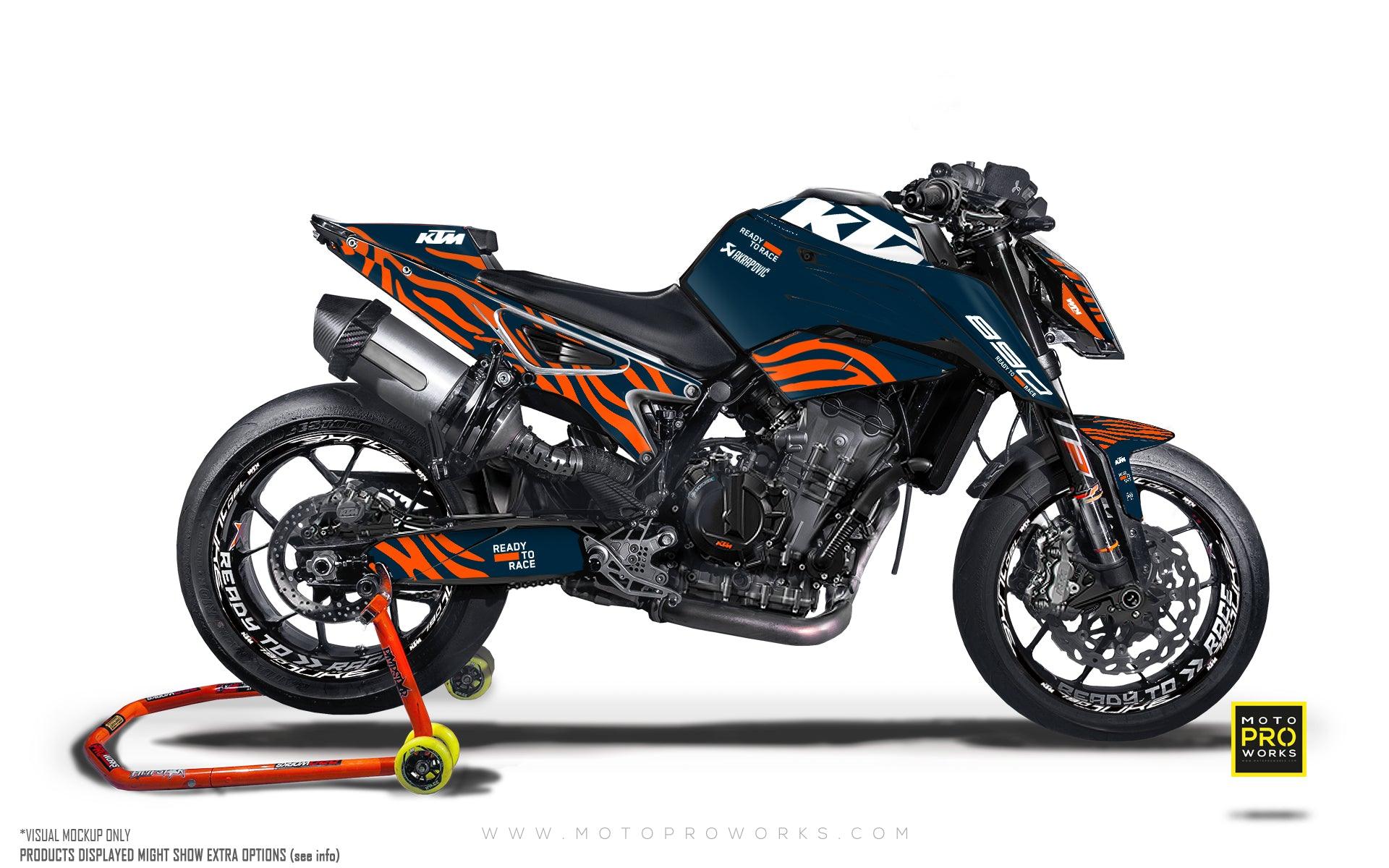 KTM 790/890 Duke GRAPHICS - "Shredder" (Blue/Orange) - MotoProWorks